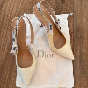 White Pointed Slingback Shoes